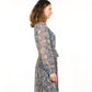 Renaissance Blue Printed Pleated Midi Dress