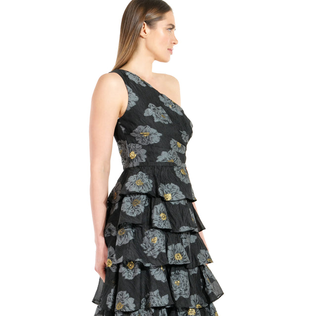 The Midnight Bloom Tiered Gown