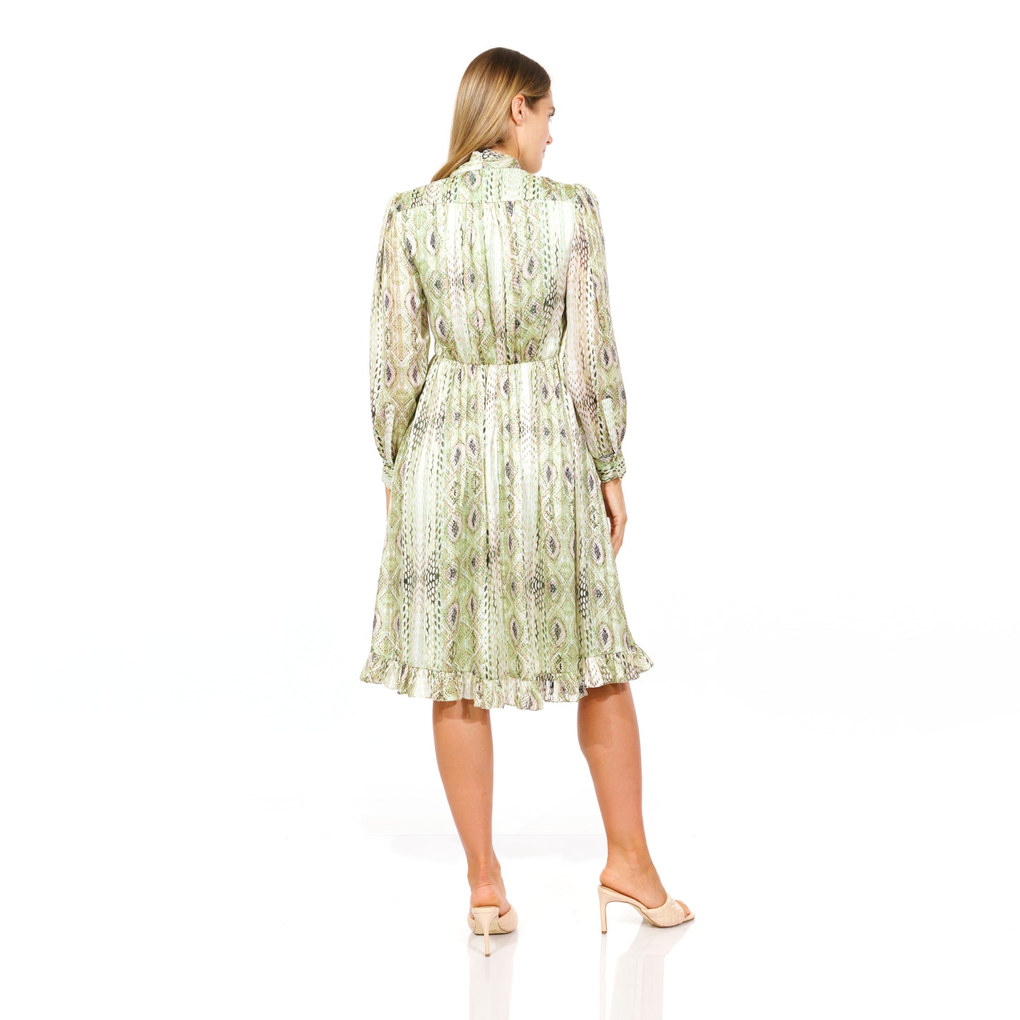 Bohemian Elegance Lime Paisley Print Midi Dress