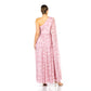 Whimsical One-Shoulder Pink Floral Maxi Dress