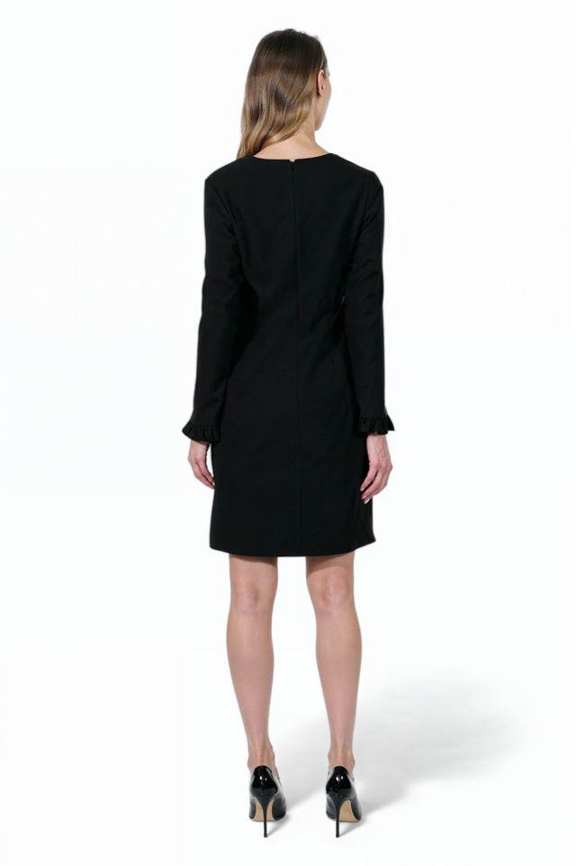 Mikael Aghal Black Long Sleeve Mini Dress – Square Neck