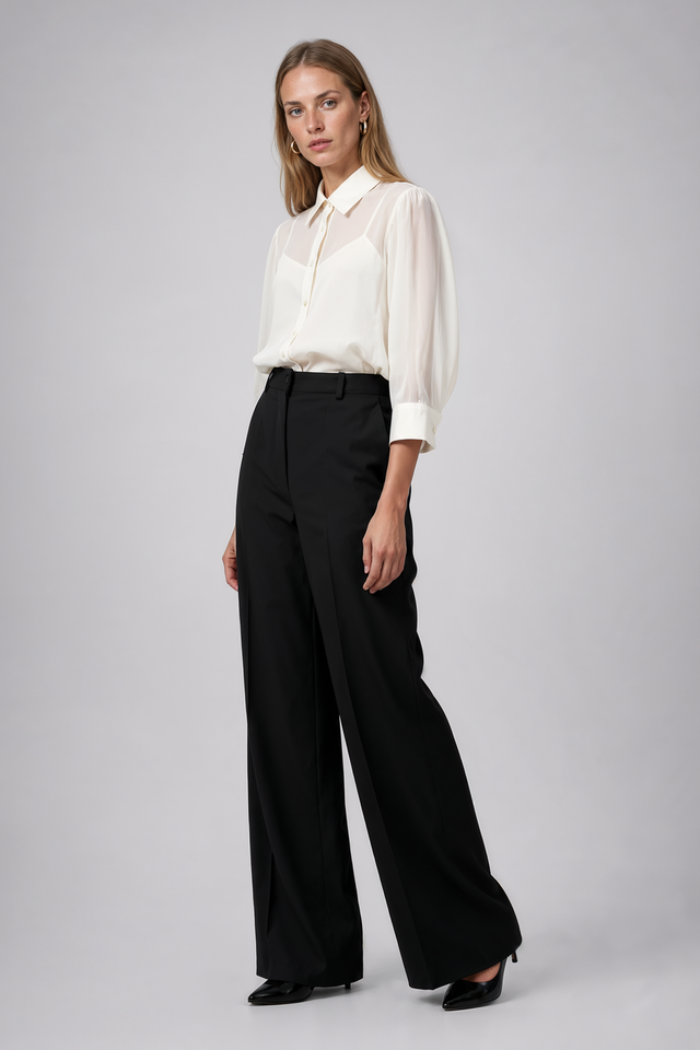 Mikael Aghal Wide-Leg Crepe Pants