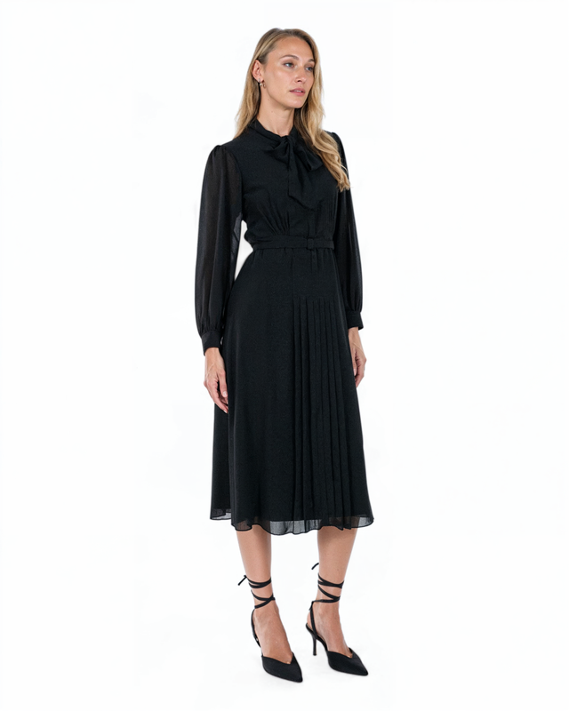 The Elegant Tie-Neck Midi Dress