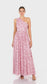Whimsical One-Shoulder Pink Floral Maxi Dress