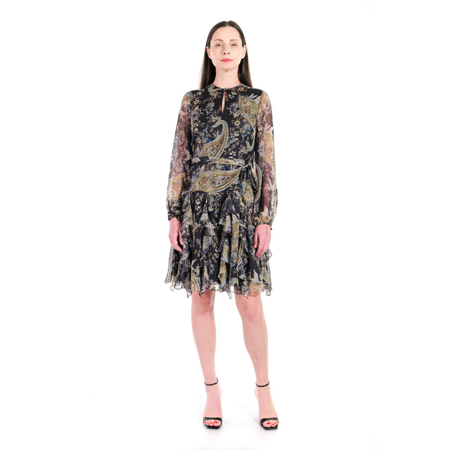 The Nocturne Paisley Ruffle Dress