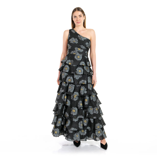 The Midnight Bloom Tiered Gown