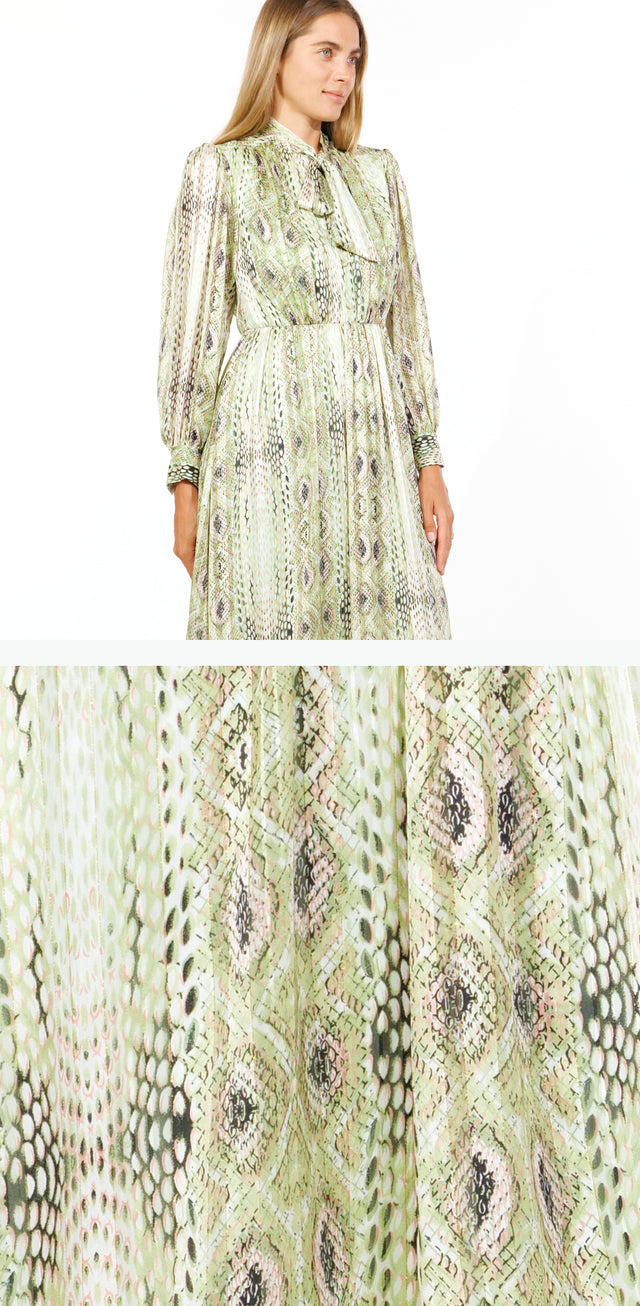 Bohemian Elegance Lime Paisley Print Midi Dress