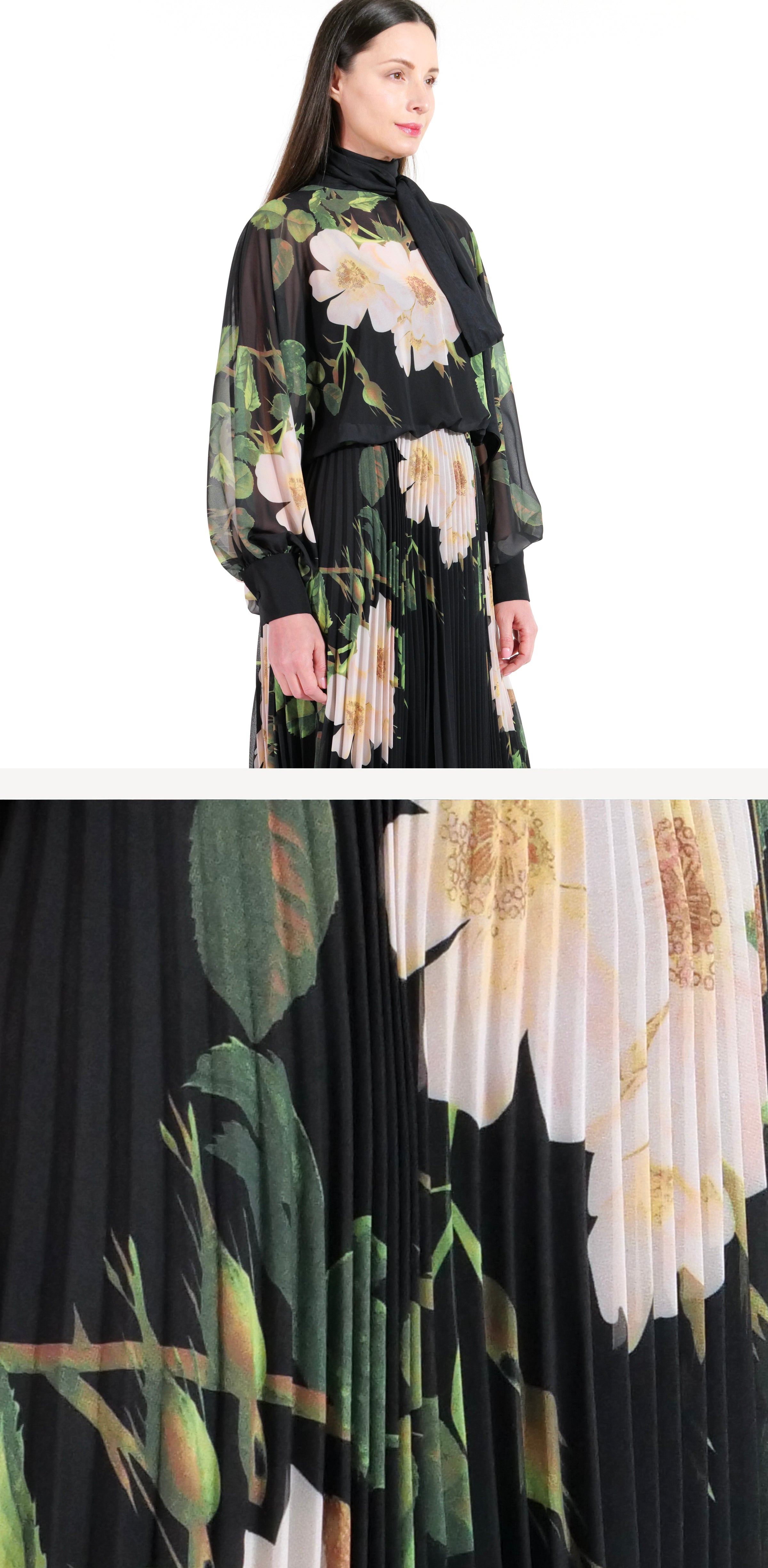 The Floral Harmony Pleated Dress – MIKAEL AGHAL