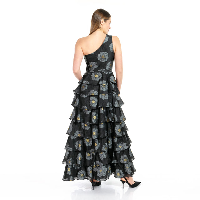 The Midnight Bloom Tiered Gown