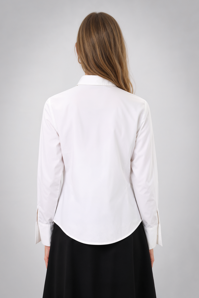 Mikael Aghal Tie-Neck Button-Front Blouse in White