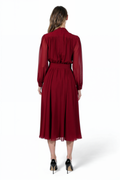mikael aghal belted pleated midi dress MIKAEL AGHAL Pussy-bow belted crepe midi dress