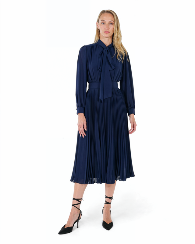 The Chiffon Pleated Midi Dress