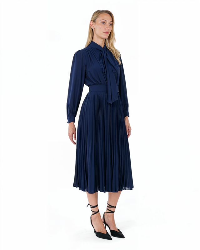 The Chiffon Pleated Midi Dress